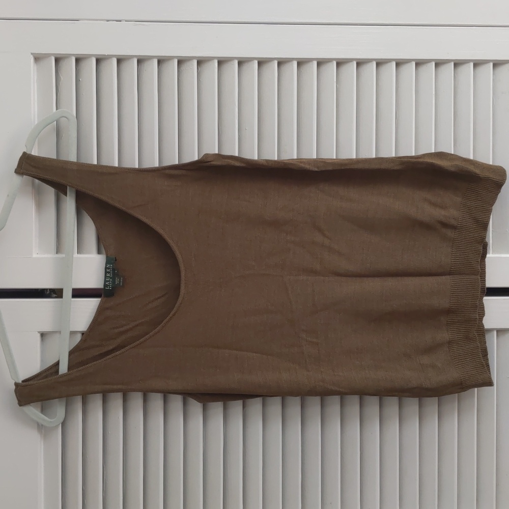 Silk greenish brown shell tank Ralph Lauren large cami